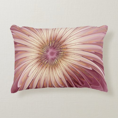 Abstract Flower Fractal Art  Shades of Burgundy Accent Pillow