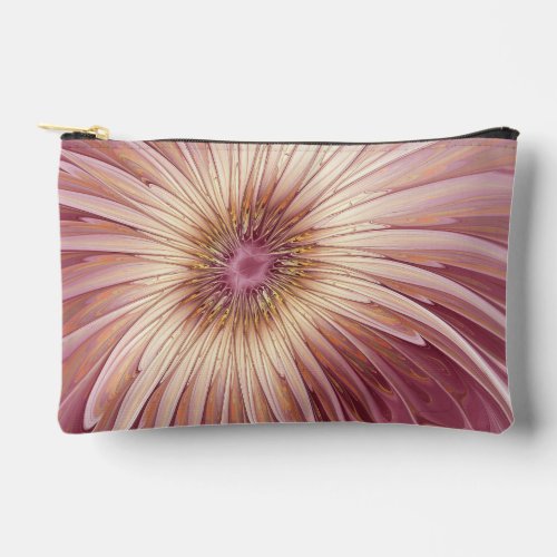 Abstract Flower Fractal Art  Shades of Burgundy Accessory Pouch