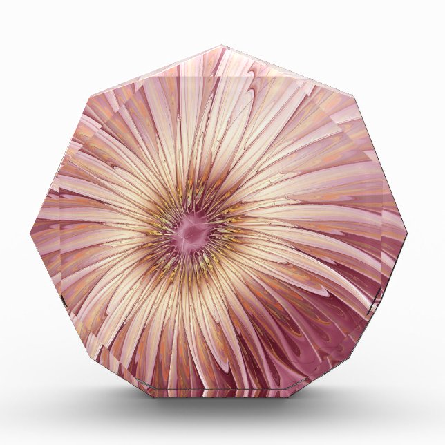 Abstract Flower Fractal Art & Shades of Burgundy Acrylic Award (Front)