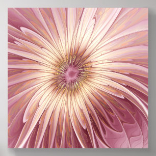 Abstract Flower Fractal Art & Shades of Burgundy Acrylic Photo Tile
