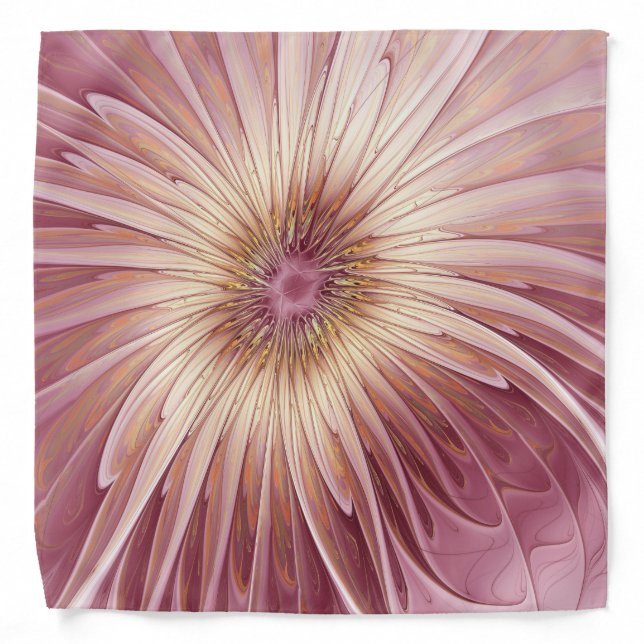 Abstract Flower Fractal Art & Shades of Burgundy Bandana (Front)