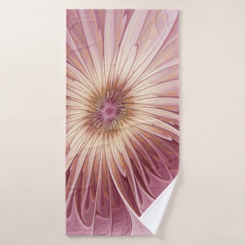 Abstract Flower Fractal Art  Shades of Burgundy Bath Towel