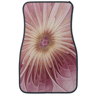 Abstract Flower Fractal Art & Shades of Burgundy Car Floor Mat