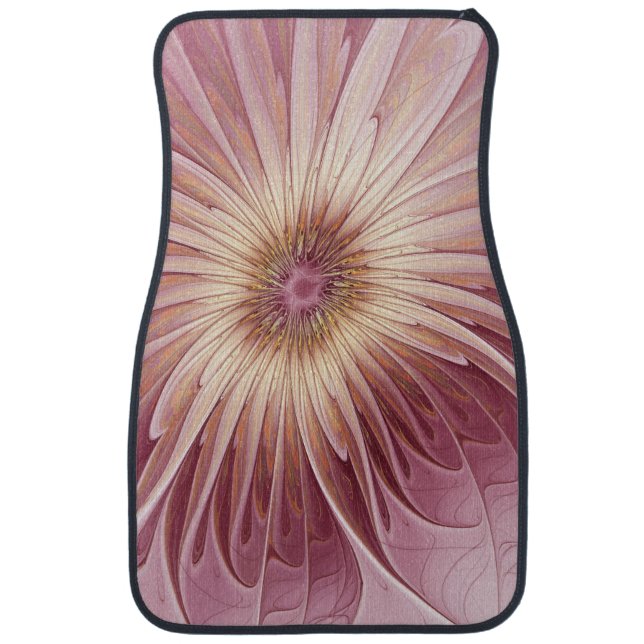 Abstract Flower Fractal Art & Shades of Burgundy Car Floor Mat (Front)