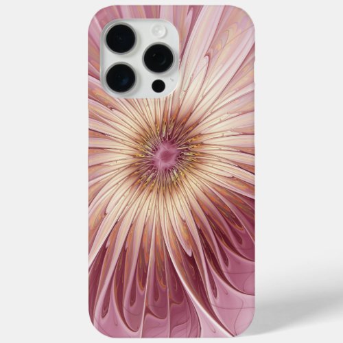 Abstract Flower Fractal Art  Shades of Burgundy iPhone 15 Pro Max Case