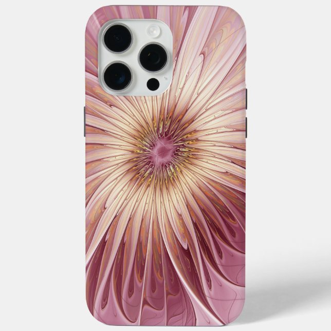 Abstract Flower Fractal Art & Shades of Burgundy Case-Mate iPhone Case (Back)