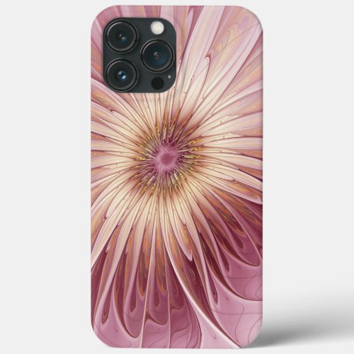 Abstract Flower Fractal Art  Shades of Burgundy iPhone 13 Pro Max Case