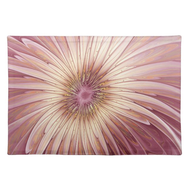 Abstract Flower Fractal Art & Shades of Burgundy Cloth Placemat (Front)