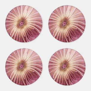 Abstract Flower Fractal Art & Shades of Burgundy Coaster Set
