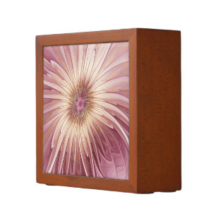 Abstract Flower Fractal Art & Shades of Burgundy Desk Organizer