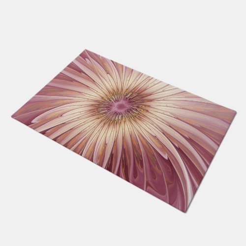 Abstract Flower Fractal Art  Shades of Burgundy Doormat
