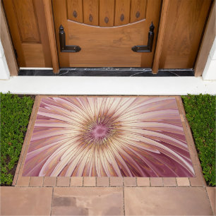 Abstract Flower Fractal Art & Shades of Burgundy Doormat