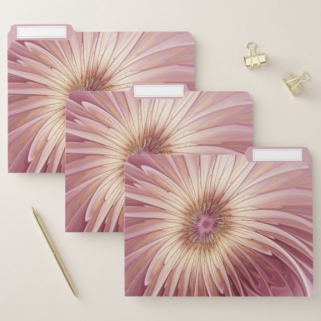 Abstract Flower Fractal Art & Shades of Burgundy File Folder (Set)