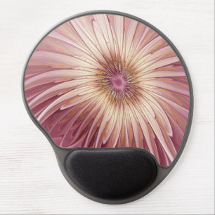 Abstract Flower Fractal Art & Shades of Burgundy Gel Mouse Pad