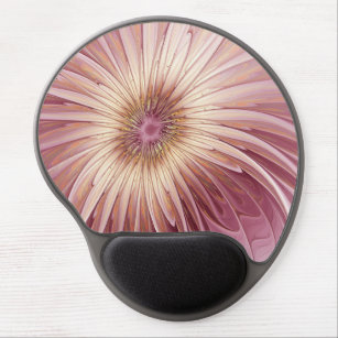 Abstract Flower Fractal Art & Shades of Burgundy Gel Mouse Pad
