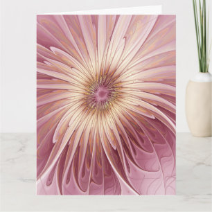 Abstract Flower Fractal Art & Shades of Burgundy Letterpress Thank You Card