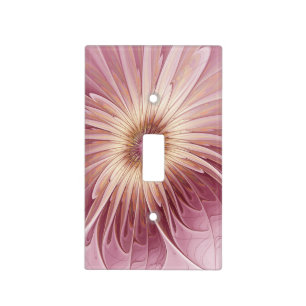 Abstract Flower Fractal Art & Shades of Burgundy Light Switch Cover