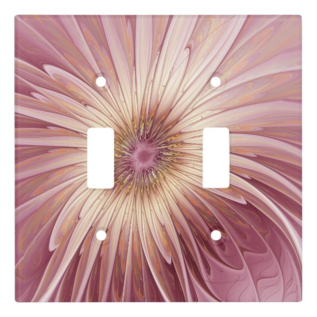 Abstract Flower Fractal Art & Shades of Burgundy Light Switch Cover (Front)