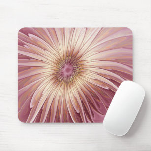Abstract Flower Fractal Art & Shades of Burgundy Mouse Pad