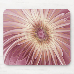 Abstract Flower Fractal Art & Shades of Burgundy Mouse Pad