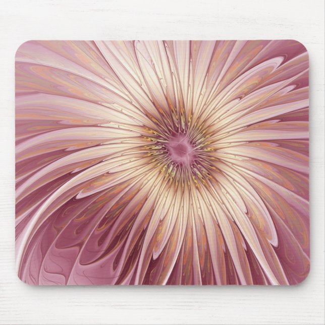 Abstract Flower Fractal Art & Shades of Burgundy Mouse Pad (Front)