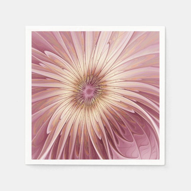 Abstract Flower Fractal Art & Shades of Burgundy Napkins (Front)