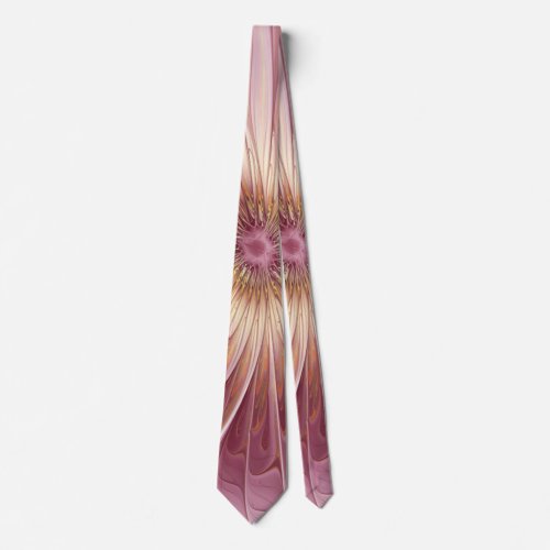 Abstract Flower Fractal Art  Shades of Burgundy Neck Tie