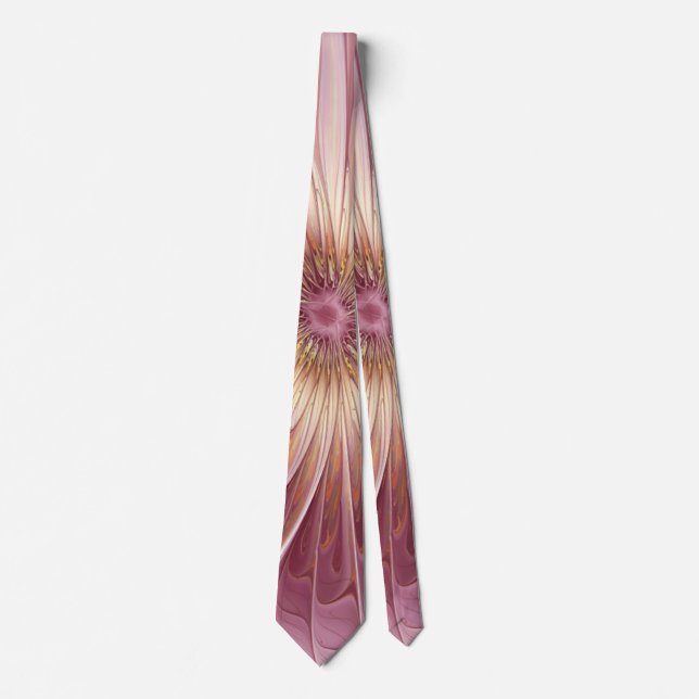Abstract Flower Fractal Art & Shades of Burgundy Neck Tie (Front)