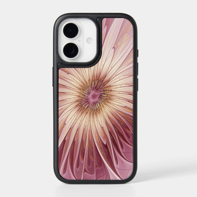 Abstract Flower Fractal Art & Shades of Burgundy Otterbox iPhone Case (Back)