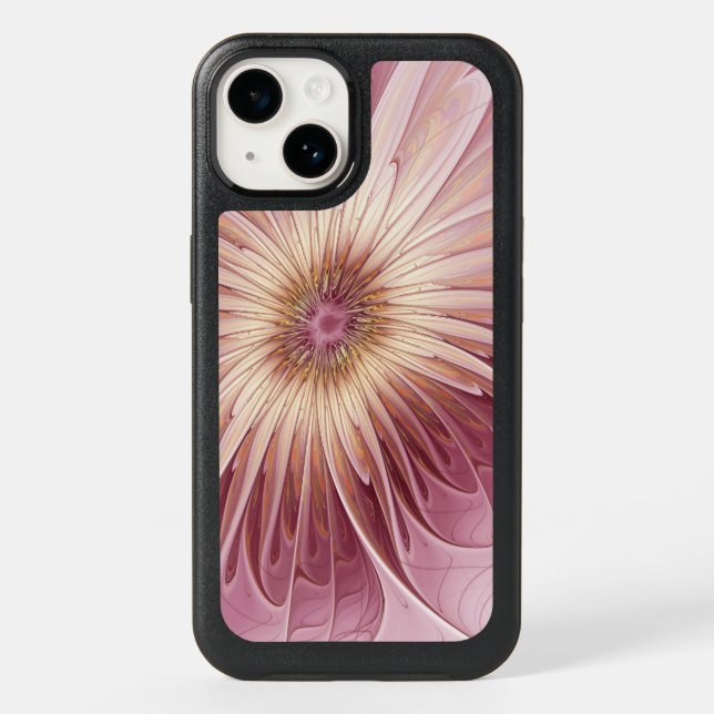 Abstract Flower Fractal Art & Shades of Burgundy Otterbox iPhone Case (Back)