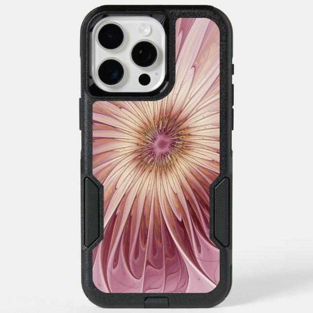 Abstract Flower Fractal Art & Shades of Burgundy Otterbox iPhone Case (Back)
