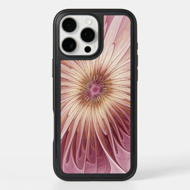 Abstract Flower Fractal Art & Shades of Burgundy Otterbox iPhone Case (Back)