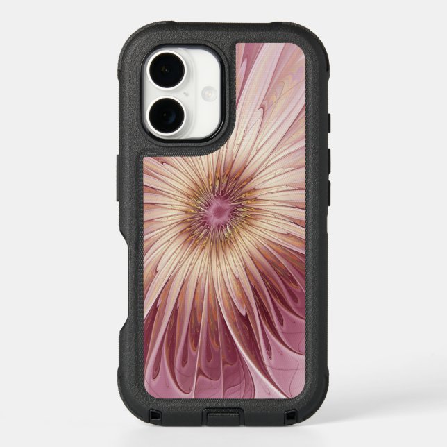 Abstract Flower Fractal Art & Shades of Burgundy Otterbox iPhone Case (Back)