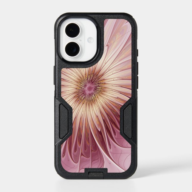 Abstract Flower Fractal Art & Shades of Burgundy Otterbox iPhone Case (Back)