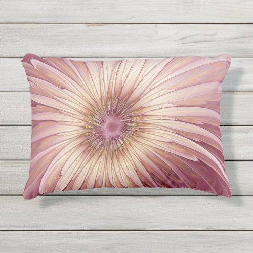 Abstract Flower Fractal Art  Shades of Burgundy Outdoor Pillow
