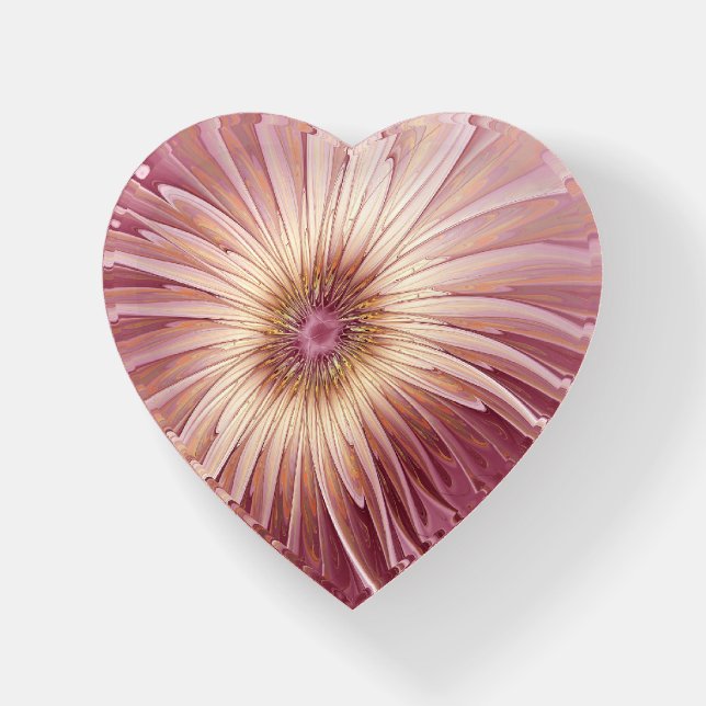 Abstract Flower Fractal Art & Shades of Burgundy Paperweight (Front)