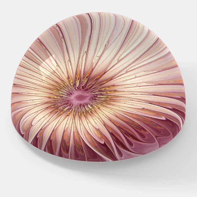 Abstract Flower Fractal Art & Shades of Burgundy Paperweight (Angled)