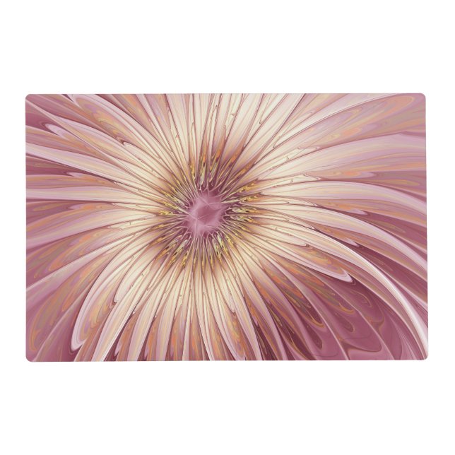 Abstract Flower Fractal Art & Shades of Burgundy Placemat (Front)