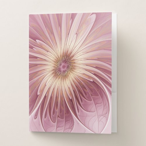 Abstract Flower Fractal Art  Shades of Burgundy Pocket Folder