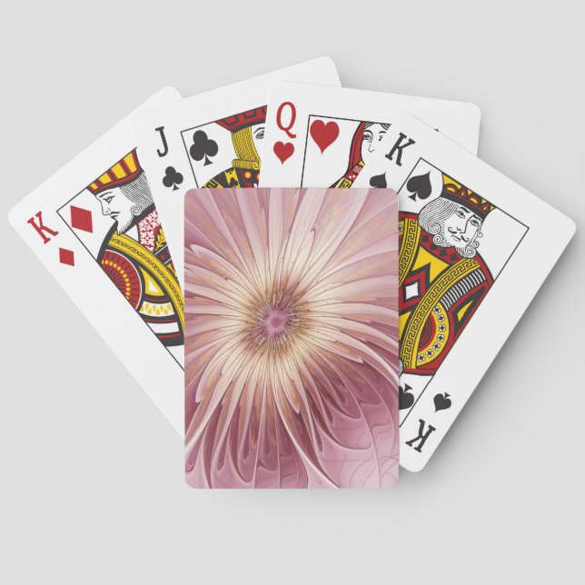 Abstract Flower Fractal Art & Shades of Burgundy Poker Cards (Back)