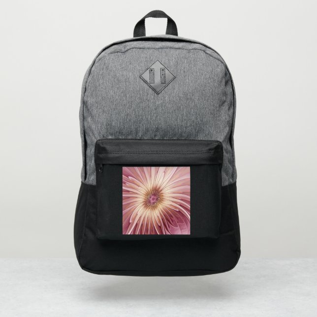 Abstract Flower Fractal Art & Shades of Burgundy Port Authority® Backpack (Front)