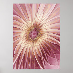 Abstract Flower Fractal Art & Shades of Burgundy Poster