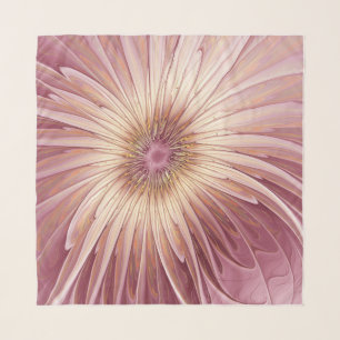 Abstract Flower Fractal Art & Shades of Burgundy Scarf