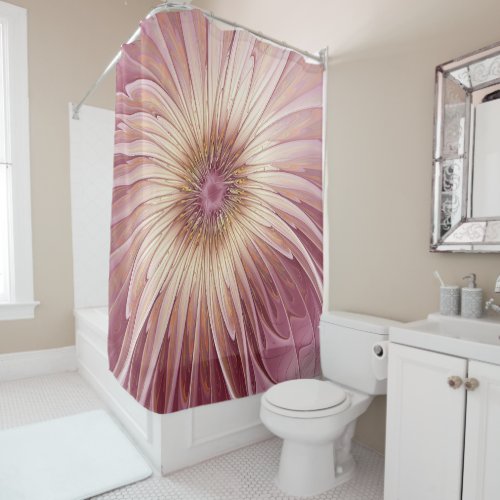 Abstract Flower Fractal Art  Shades of Burgundy Shower Curtain