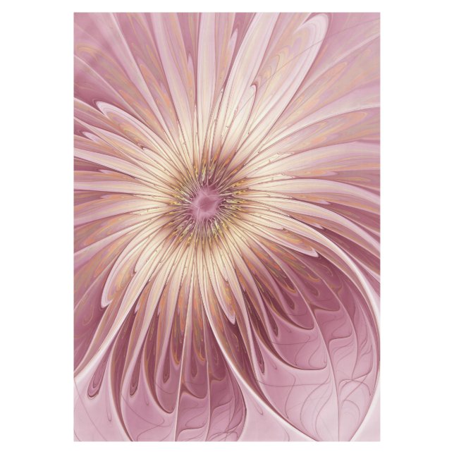 Abstract Flower Fractal Art & Shades of Burgundy Tablecloth (Front)