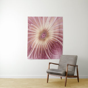 Abstract Flower Fractal Art & Shades of Burgundy Tapestry