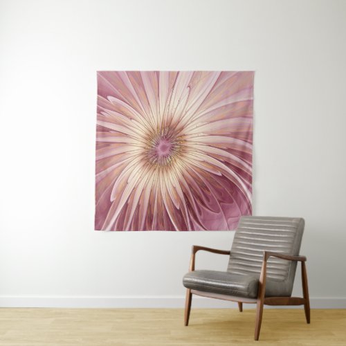 Abstract Flower Fractal Art  Shades of Burgundy Tapestry
