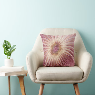 Abstract Flower Fractal Art & Shades of Burgundy Throw Pillow