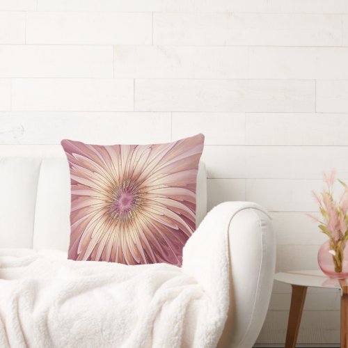 Abstract Flower Fractal Art  Shades of Burgundy Throw Pillow