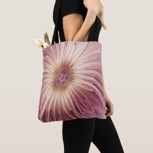 Abstract Flower Fractal Art  Shades of Burgundy Tote Bag